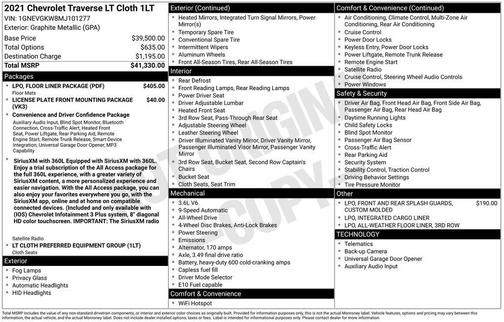 2021 Chevrolet Traverse LT Cloth