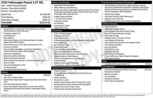 2020 Volkswagen Passat 2.0T SEL