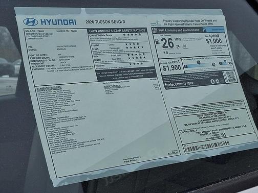 Serenity White Pearl 2026 Hyundai TUCSON SE