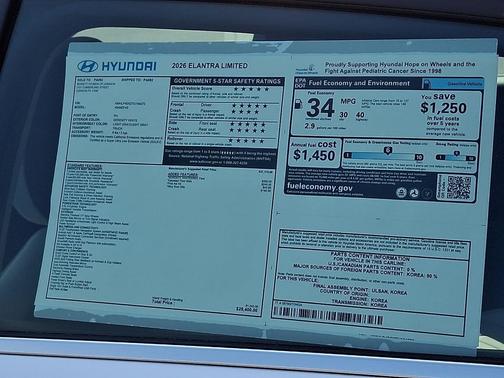 Serenity White Pearl 2026 Hyundai ELANTRA Limited