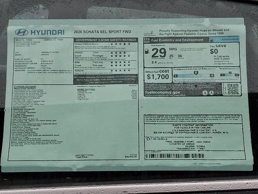 2026 Hyundai SONATA SEL Sport