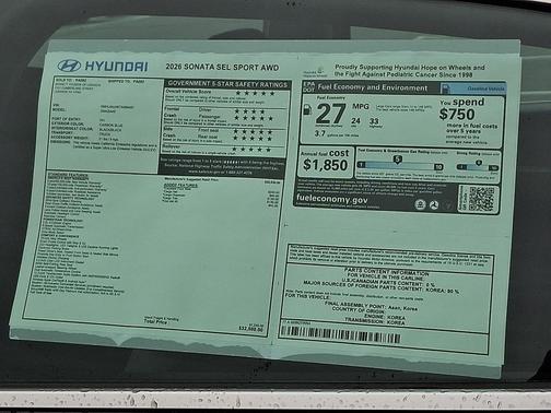 Carbon Blue 2026 Hyundai SONATA SEL
