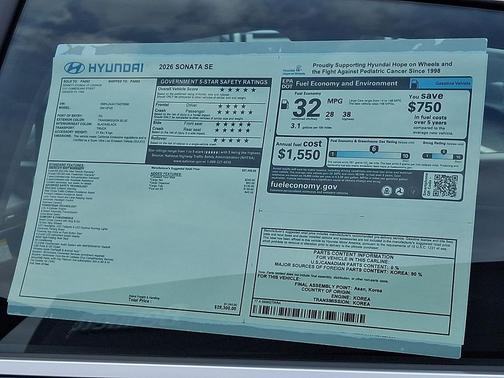 Transmission Blue 2026 Hyundai SONATA SE