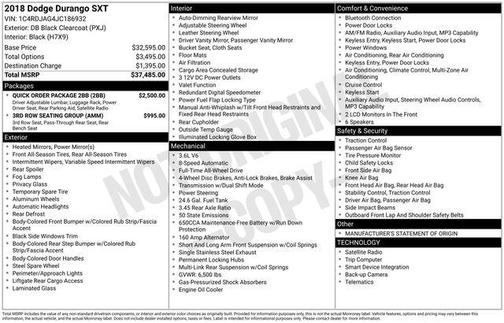 DB Black Crystal Clearcoat 2018 Dodge Durango SXT