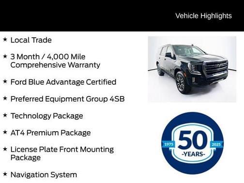 Onyx Black 2023 GMC Yukon AT4