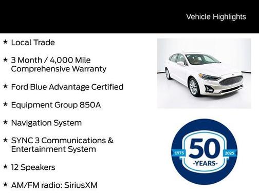 White Platinum Clearcoat Metallic 2020 Ford Fusion Energi Titanium