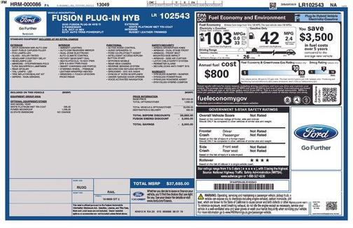 White Platinum Clearcoat Metallic 2020 Ford Fusion Energi Titanium