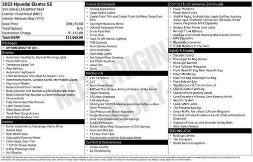 Metal 2023 Hyundai ELANTRA SE