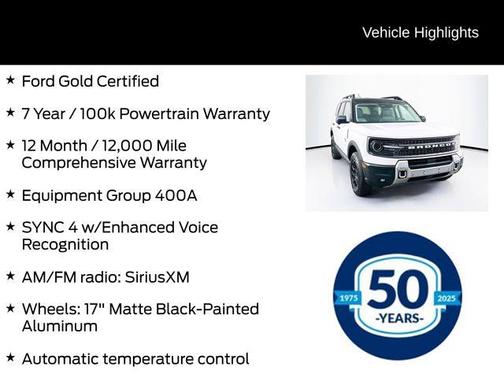 Oxford White 2025 Ford Bronco Sport Badlands