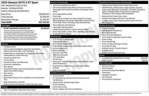 2025 Genesis GV70 3.5T Sport