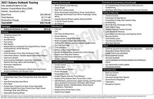 2021 Subaru Outback Touring