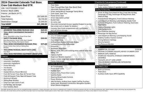 Black 2024 Chevrolet Colorado Trail Boss