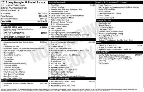 2015 Jeep Wrangler Unlimited Sahara