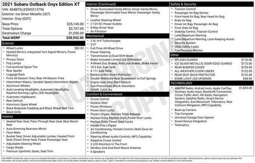 2021 Subaru Outback Onyx Edition XT