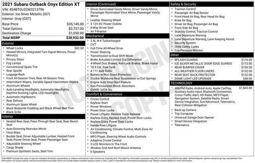 2021 Subaru Outback Onyx Edition XT