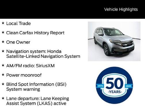 Lunar Silver Metallic 2019 Honda Pilot Touring 8-Passenger