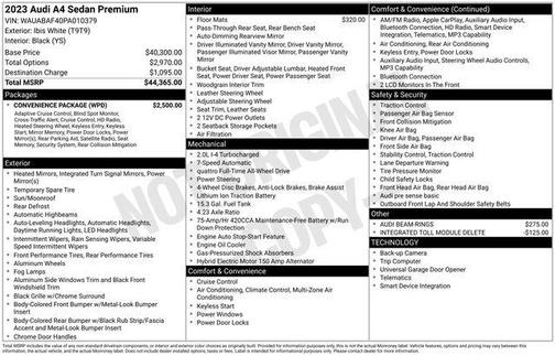 Ibis White 2023 Audi A4 40 Premium