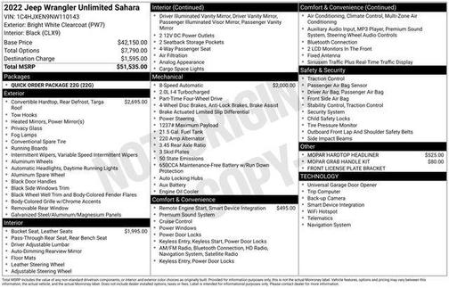 Bright White Clearcoat 2022 Jeep Wrangler Unlimited Sahara
