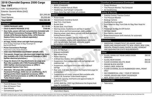 2018 Chevrolet Express 2500 Work Van