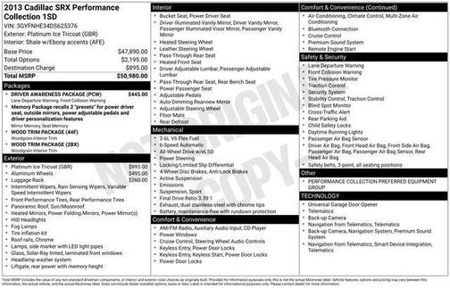 Platinum Ice Tri-Coat 2013 Cadillac SRX Performance Collection