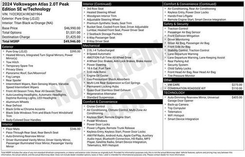 2024 Volkswagen Atlas 2.0T Peak Edition SE w/Technology