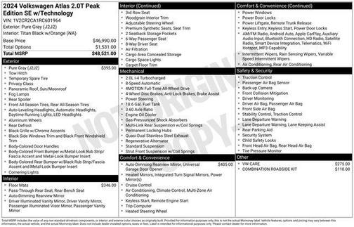 2024 Volkswagen Atlas 2.0T Peak Edition SE w/Technology