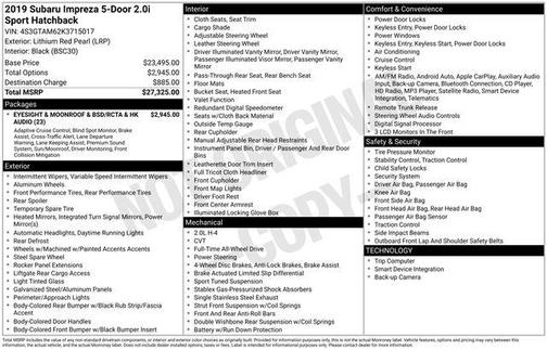 2019 Subaru Impreza 2.0i Sport