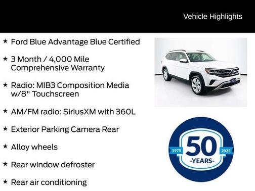 Pure White 2023 Volkswagen Atlas 3.6L SE w/Technology