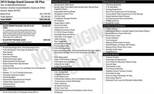 2015 Dodge Grand Caravan AVP/SE