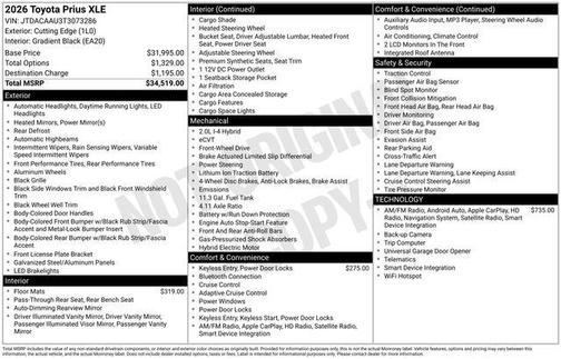 2026 Toyota Prius XLE