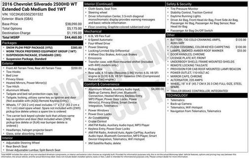 Black 2016 Chevrolet Silverado 2500 WT