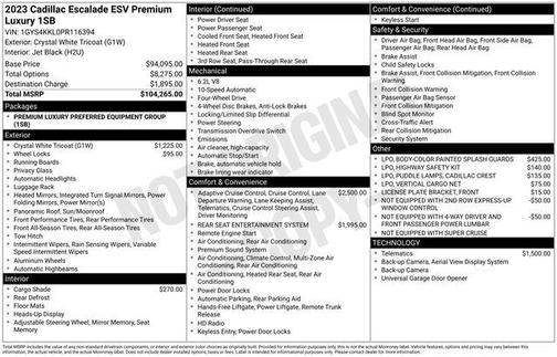 Crystal White Tri-Coat 2023 Cadillac Escalade ESV Premium Luxury