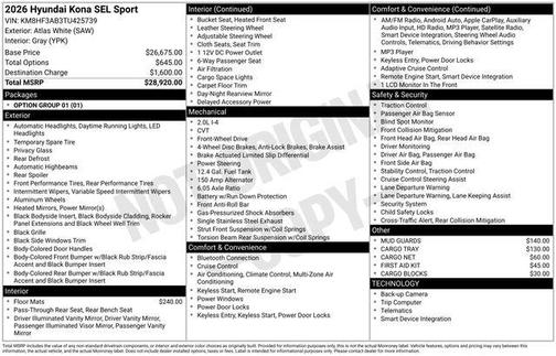 2026 Hyundai KONA SEL Sport
