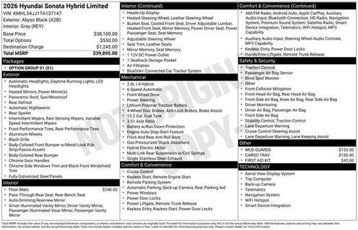 2026 Hyundai SONATA Hybrid Limited