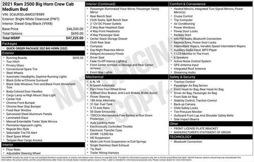 2021 RAM 2500 Big Horn Crew Cab 4x4 6'4' Box