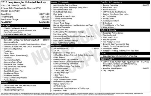 2016 Jeep Wrangler Unlimited Rubicon