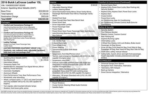 2016 Buick LaCrosse Leather