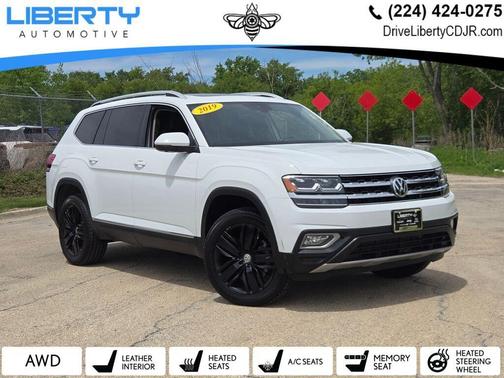 Pure White 2019 Volkswagen Atlas 3.6L SEL Premium