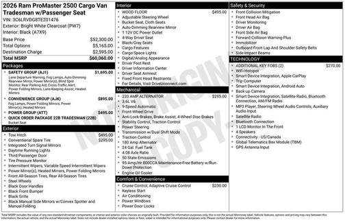 Bright White Clearcoat 2026 RAM ProMaster 2500 High Roof
