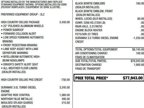 Northsky Blue Metallic 2021 Chevrolet Silverado 1500 High Country
