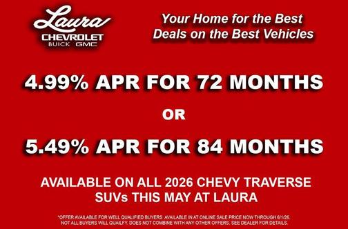 Mosaic Black Metallic 2026 Chevrolet Traverse RS