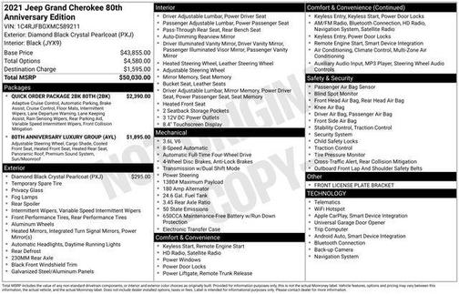 2021 Jeep Grand Cherokee 80th Anniversary 4X4
