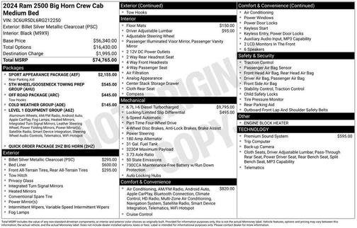 Billet Silver Metallic Clearcoat 2024 RAM 2500 Big Horn Crew Cab 4x4 6'4' Box