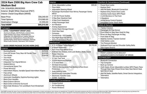 2024 RAM 2500 Big Horn Crew Cab 4x4 6'4' Box