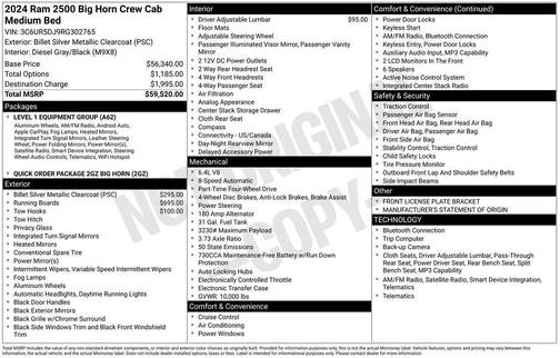 2024 RAM 2500 Big Horn Crew Cab 4x4 6'4' Box