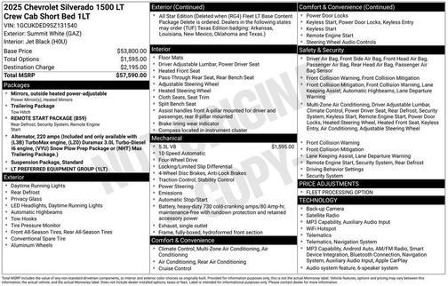 Summit White 2025 Chevrolet Silverado 1500 LT