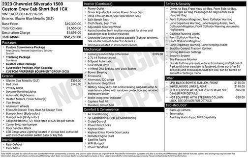 Glacier Blue Metallic 2023 Chevrolet Silverado 1500 Custom