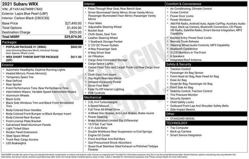 2021 Subaru WRX Base
