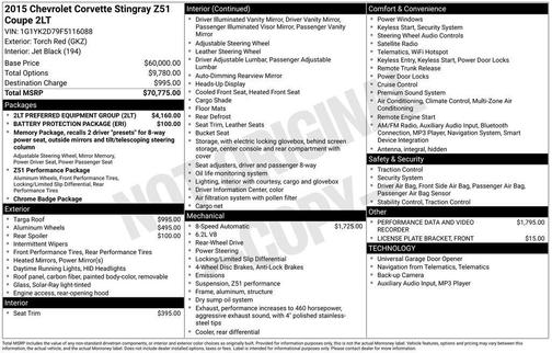 2015 Chevrolet Corvette Stingray Z51