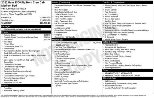 2022 RAM 2500 Big Horn Crew Cab 4x4 6'4' Box